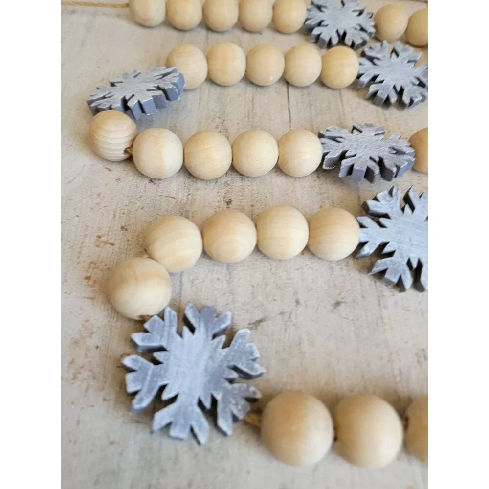 Wooden‎ snowflake Garland home decor hanging Xmas figure Gray